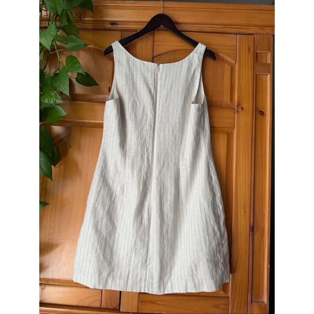 NWT •	Banana Republic Linen Blend Pinstripe Sheath Dress Women’s 16
